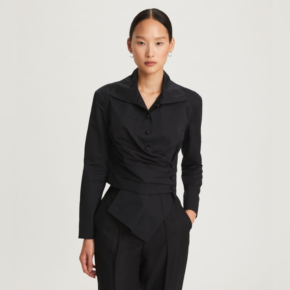 NWT $548 Tory Burch Asymmetric Button-Down Wrap Shirt